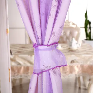 Cortina de puerta de encaje morado doble abierta separador hogar cortina antimosquitos 1pc
