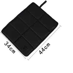 Portable black folding camping cushion, waterproof outdoor picnic seat mat 34x44cm.