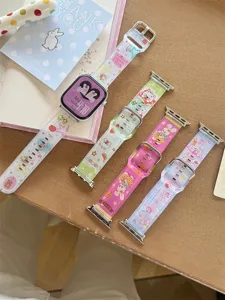 Niedliches Cartoon Silikon Uhrenarmband Detail, kompatibel mit Apple Watch, weiches farbiges Ersatzband.
