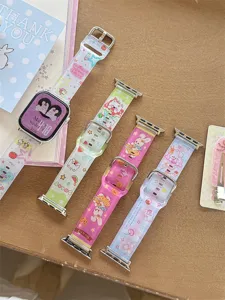 Niedliches Cartoon Silikon Ersatzarmband kompatibel mit Apple Watch Serie, weich und bequem.