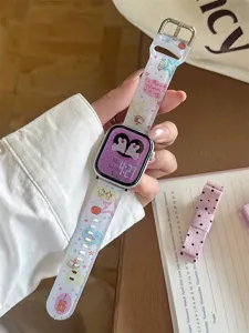 Cartoon transparentes Silikon-Uhrenarmband kompatibel mit Apple Watch, niedliches Design.