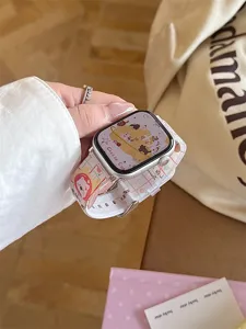 Cartoon graffiti silicone watch strap replacement band compatible for Apple watch series 9 8
