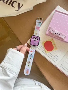 Niedliches Cartoon-Silikon-Sportarmband kompatibel mit Smartwatches, weich und stilvoll.