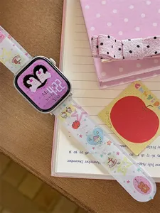 Silikon Uhrenarmband Detailaufnahme, süßes Cartoon-Muster, weiches und bequemes Accessoire.