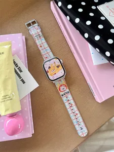 Cute silicone cartoon printed watch strap replacement band compatible for Apple Watch Series