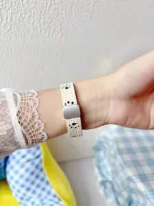 Bracelet de montre en cuir avec motif de pattes de chat, bracelet souple élégant.
