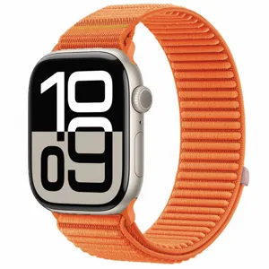 Cinturino per orologio intrecciato arancione compatibile con smartwatch, resistente.