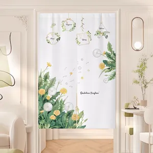 Fresh green plant dandelion door curtain for home bedroom room partition half fabric curtain