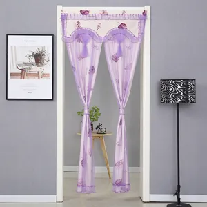 Cortina de puerta doble de encaje morado decoracion del hogar divisor de habitacion