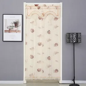Elegante cortina de puerta de encaje con motivo de hojas, separador para el hogar.