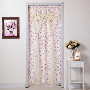 Cortina de puerta de encaje floral separador de ambientes doble apertura mosquitera
