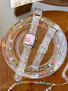Mattierte Silikon-Uhrenarmbänder mit bunten Punkten und Sternen passend für Smartwatch Zubehör