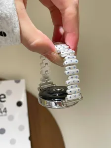 Stainless steel metal watch band compatible with Apple watch replacement strap decorative rhinestones