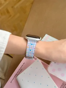 Silicone plaid watch band replacement for Apple Watch ultra se 9 8 7 6 colorful dots