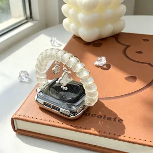 Bracelet de montre cordon téléphone papillon brillant compatible avec Apple Watch, style chic.