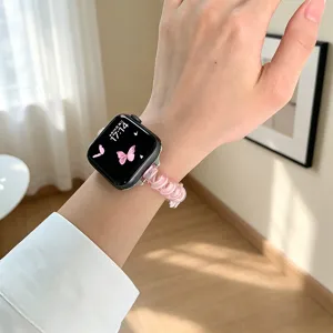 Cinturino Apple Watch a filo telefonico rosa con ciondolo a farfalla carino ed elegante