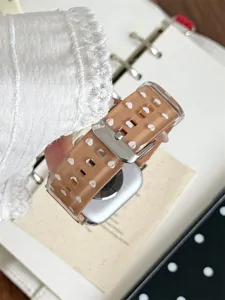 Heart pattern TPU silicone replacement watch strap compatible with Apple watch series for daily wear.