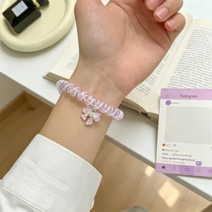 Cinturino per orologio a filo telefonico con ciondolo fiocco compatibile Apple Watch Serie 10 9 8