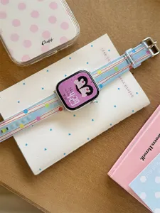 Silicone watch strap compatible with smart watch, colorful polka dot design and cute style.