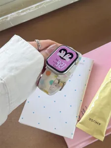 Colorful dot silicone watch band compatible with Apple Watch, stylish and soft daily strap.