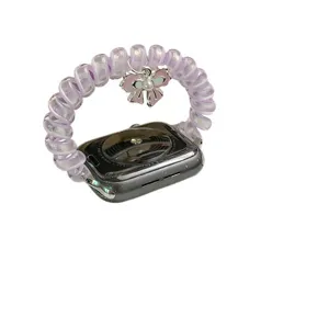 Cinturino per orologio a cavo telefonico viola brillante con ciondolo a fiocco per Apple Watch.
