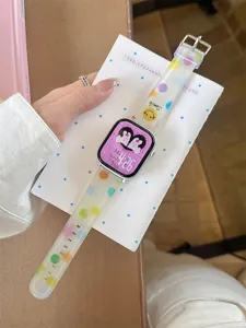 Colorful doodle silicone watch strap compatible with Apple Watch, soft and flexible design.