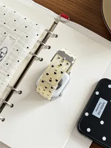 Replacement TPU silicone watch band compatible with Apple Watch, cute heart pattern design.
