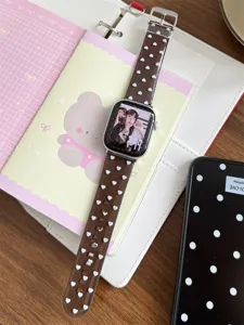 Transparent brown heart TPU silicone replacement watch strap compatible with Apple Watch