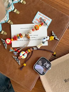 Bracelet de montre tressé en perles de céramique fait main style rétro Apple Watch