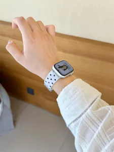 Korean style polka dot silicone strap compatible with Apple Watch, soft replacement band for iWatch SE.