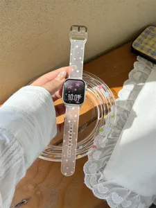 Transuzentes mattes Silikonarmband mit niedlichen Sternen, stilvolles Ersatzarmband für Apple Watch.