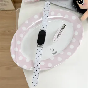 Cinturino di ricambio per smartwatch in morbido silicone sottile con cuori e pois