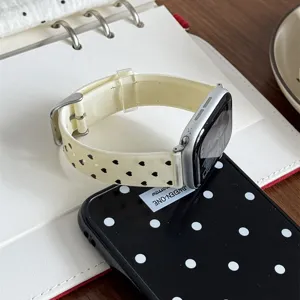 Cute heart TPU silicone watch band replacement strap compatible with Apple watch series SE 8 9