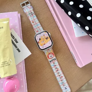 Silicone cartoon graffiti watch strap compatible with Apple Watch cute design band accessory