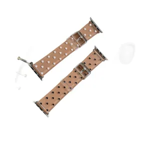 Transparent TPU silicone watch strap with cute heart pattern replacement for smart watch accessories