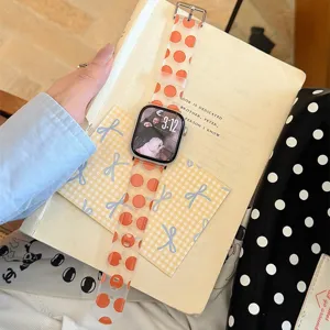 Bracelet de montre en TPU silicone à pois orange pour Apple Watch SE 8 9 10 41 45mm