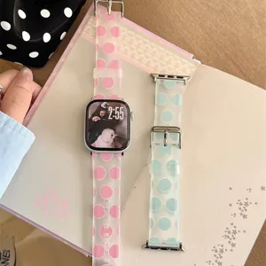 Grand bracelet de montre en silicone TPU à pois compatible avec Apple Watch, bracelet souple.