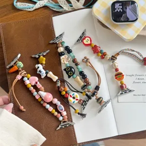Bracelet de montre en perles de céramique mignon fait main pour Apple Watch ultra se série 9