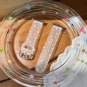 Transluzentes Silikon Apple Watch Armband mattiertes Sternmuster Ersatzarmband für Handgelenk