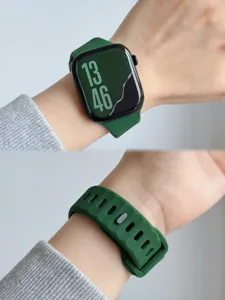 Groene siliconen horlogeband met enkele pin diagonale textuur vervangingsband voor smartwatch