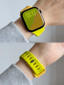Felgekleurde siliconen horlogeband met enkele pin compatibel met Apple Watch series.