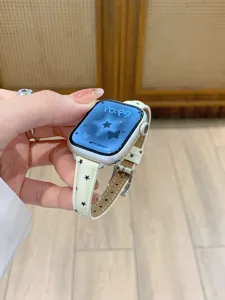 Star print leather watch strap for Apple Watch, stylish and niche accessory for daily wear.