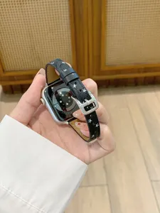 Slim star leather watch strap compatible with Apple Watch series, chic and stylish accessory.