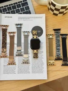 Leopard- und Zebramuster Mailänder Uhrenarmbänder kompatibel mit Apple Watch, Detailansicht.