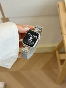 Edler Mailänder Uhrenarmband Detail aus Edelstahl, Metallgewebe Ersatzarmband für Smartwatch.