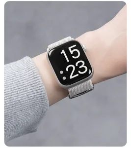 Geweven nylon horlogeband voor Apple Watch, comfortabele magnetische band voor smartwatches.