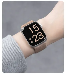 Nylon gevlochten bandje compatibel met Apple Watch, zachte vervangende band voor iWatch.