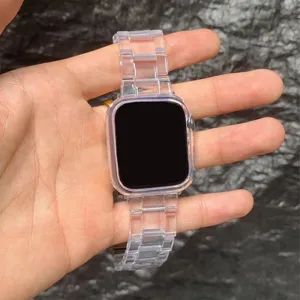 Cinturino per orologio in resina trasparente e custodia di ricambio per smartwatch chic.