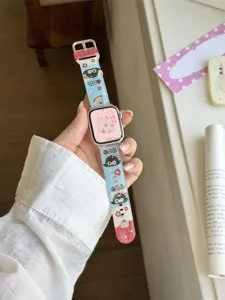 Cinturino in silicone fresco estivo per Apple Watch S10 S11 iWatch 9 8 7 blu stampa carina