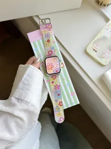 Cinturino per orologio in silicone con fiori estivi compatibile con smartwatch Apple